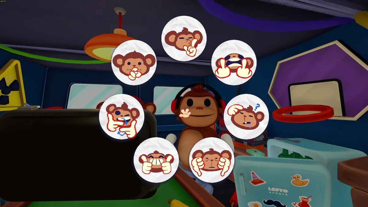 BOMBANANA! monkey using the in-game emote wheel during a co-op session